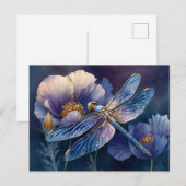 Blauer Libelle mit goldenen Flügeln Postkarte (Vorne/Hinten)