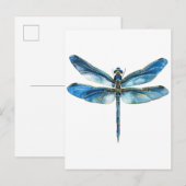Blauer Libelle Postkarte (Vorne/Hinten)