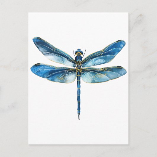 Blauer Libelle Postkarte (Vorderseite)