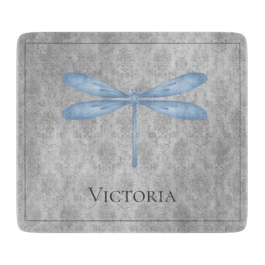 Blauer Libellen-Damaskus Schneidebrett (Vorderseite)