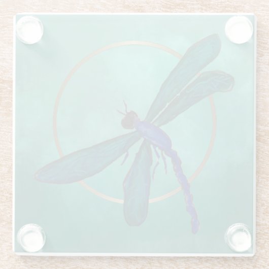 Blauer Libellen-Glas-Untersetzer Glasuntersetzer (Rückseite)