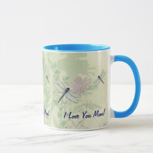 Blauer Libellen-Muttertags-Mug Tasse (Rechts)