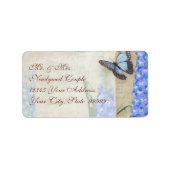 Blauer Libellen-Schmetterling-Delphinium in Mohn Adressaufkleber (Vorne)