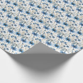 Blauer Libellen- und Blumen-Blumengeschenkverpacku Geschenkpapier (Ecke)
