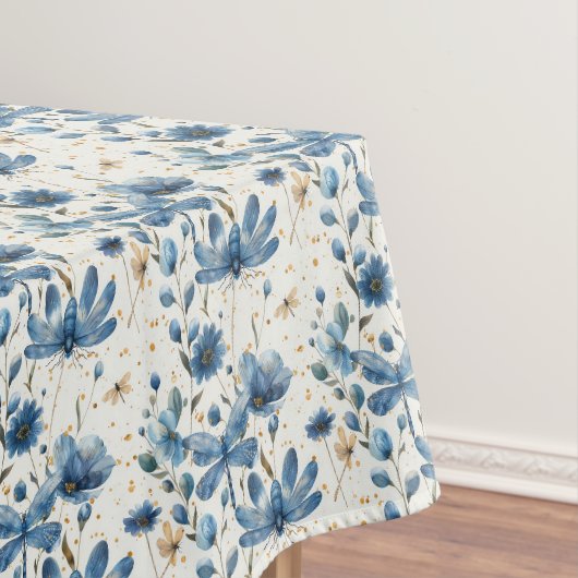 Blauer Libellen- und Blumen-Tischdecke Tischdecke (Beispiel)