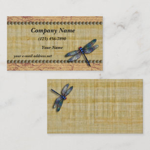 Blauer Libellen-Vintage-Papyrus Visitenkarte