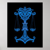Blauer Libra Zodiac auf schwarz Poster (Vorne)