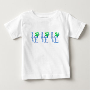 Blauer LIEBE Blauer Grüner Pet Spaß Baby T-shirt
