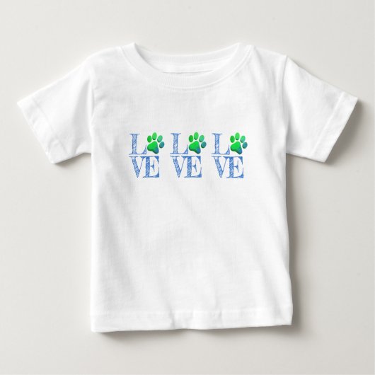 Blauer LIEBE Blauer Grüner Pet Spaß Baby T-shirt (Vorderseite)