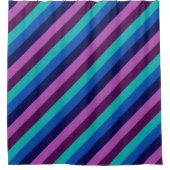 Blauer Lila Aquamariner Streifen Duschvorhang (Vorderseite)
