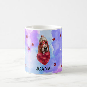 Blauer Lila Basset Hound Valentinstag Geschenk Hun Kaffeetasse
