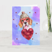 Blauer Lila Beagle Valentinstag Karte (Vorderseite)