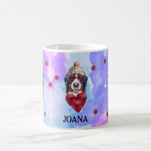 Blauer Lila Berner Valentinstag Geschenk Hund Kaffeetasse