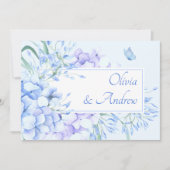 Blauer lila Blumenstrauß Einladung (Vorderseite)