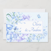 Blauer lila Blumenstrauß Einladung (Vorderseite)