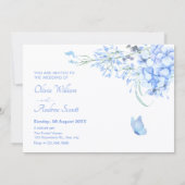 Blauer lila Blumenstrauß Einladung (Rückseite)