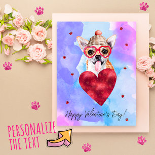 Blauer Lila Chihuahua Valentinstag Geschenk Hund Feiertagspostkarte
