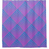 Blauer Lila Duschvorhang im Stil der 80er Jahre (Vorderseite)