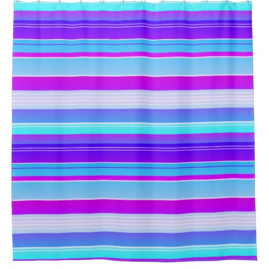 Blauer lila gestreifter Duschvorhang (Vorderseite)