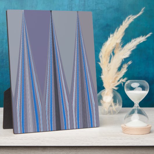 Blauer, Lila, grauer Zickzack Kunstdruck Fotoplatte (Seite)