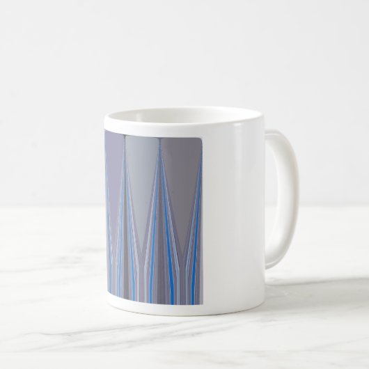Blauer, Lila, grauer Zickzack Kunstdruck Kaffeetasse (VorderseiteRechts)