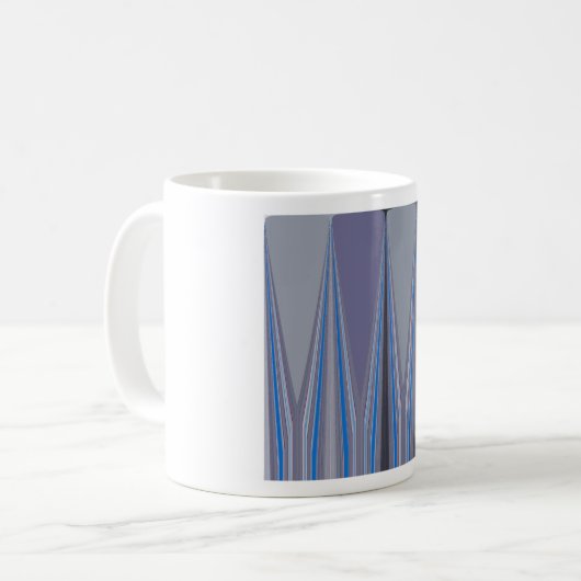 Blauer, Lila, grauer Zickzack Kunstdruck Kaffeetasse (Vorderseite Links)