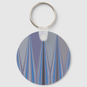 Blauer, Lila, grauer Zickzack Kunstdruck Schlüsselanhänger