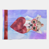 Blauer Lila Hund Lover Valentine Geschenk Chihuahu Geschirrtuch (Horizontal)