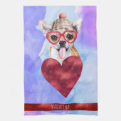 Blauer Lila Hund Lover Valentine Geschenk Chihuahu Geschirrtuch (Vertikal)