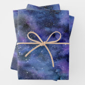 Blauer Lila Majestic Starnebel Wasserfarbe Geschenkpapier Set (Beispiel)