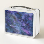 Blauer Lila Majestic Starnebel Wasserfarbe Metall Brotdose (Rückseite)