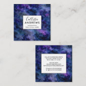 Blauer Lila Majestic Starnebel Wasserfarbe Quadratische Visitenkarte (Vorne/Hinten)