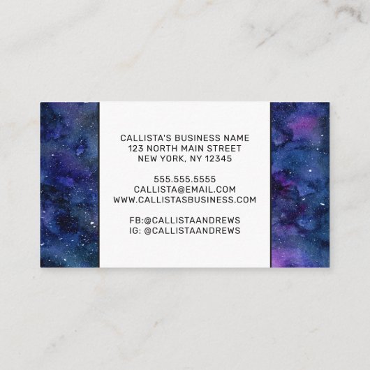 Blauer Lila Majestic Starnebel Wasserfarbe Treuekarte (Rückseite)