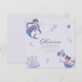 Blauer Lila Meerjungfrau-Schwanz Einladung (Vorne/Hinten)