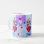 Blauer Lila Pitbull Valentinstag Kaffeetasse (Vorderseite Links)