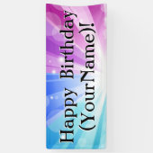 Blauer/Lila Rauch Personalisierter Geburtstagspart Banner (Vertikal)