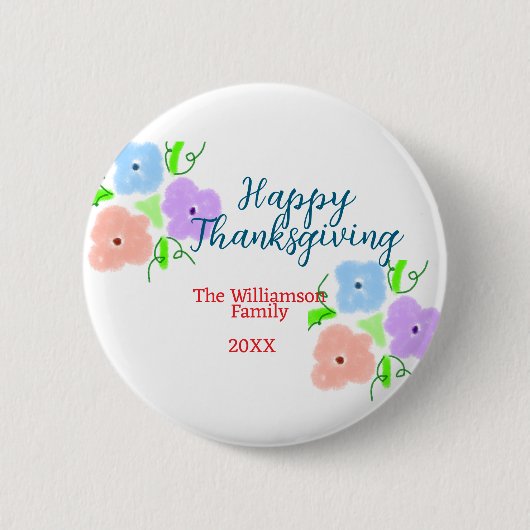 Blauer lila rosa glückliches Dankeschön hinzufügen Button (Vorderseite)