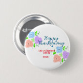 Blauer lila rosa glückliches Dankeschön hinzufügen Button (Vorne & Hinten)