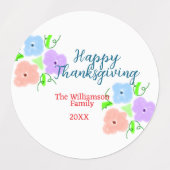 Blauer lila rosa glückliches Dankeschön hinzufügen Etiketten (Design 2)