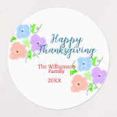 Blauer lila rosa glückliches Dankeschön hinzufügen Etiketten (Design 1)