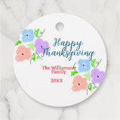 Blauer lila rosa glückliches Dankeschön hinzufügen Geschenkanhänger (Rückseite)