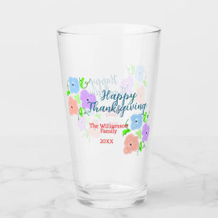 Blauer lila rosa glückliches Dankeschön hinzufügen Glas