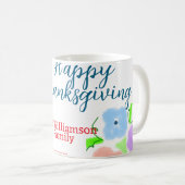 Blauer lila rosa glückliches Dankeschön hinzufügen Kaffeetasse (VorderseiteRechts)