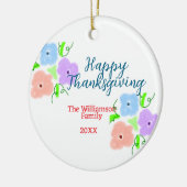 Blauer lila rosa glückliches Dankeschön hinzufügen Keramik Ornament (Links)