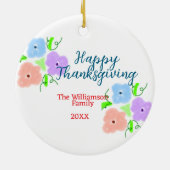 Blauer lila rosa glückliches Dankeschön hinzufügen Keramik Ornament (Hinten)