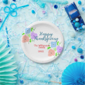 Blauer lila rosa glückliches Dankeschön hinzufügen Pappteller (Party)