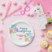 Blauer lila rosa glückliches Dankeschön hinzufügen Pappteller (Party)