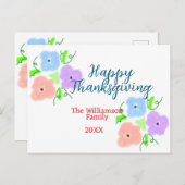 Blauer lila rosa glückliches Dankeschön hinzufügen Postkarte (Vorne/Hinten)