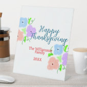 Blauer lila rosa glückliches Dankeschön hinzufügen Sockelschild (In Situ)