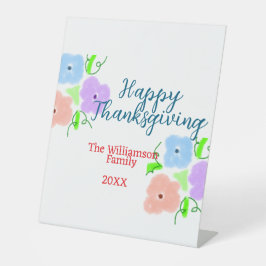 Blauer lila rosa glückliches Dankeschön hinzufügen Sockelschild